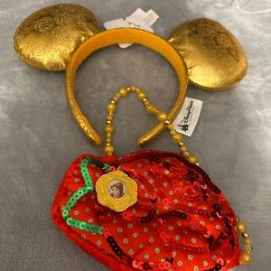 Disney Belle gold mouse ears and purse never used!